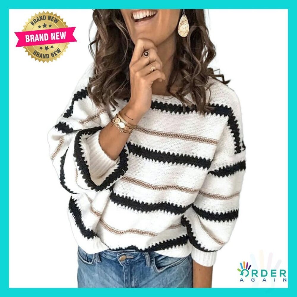 Color Block Knit Pullover Sweater Soft Lightweight Crewneck Y2K Chic